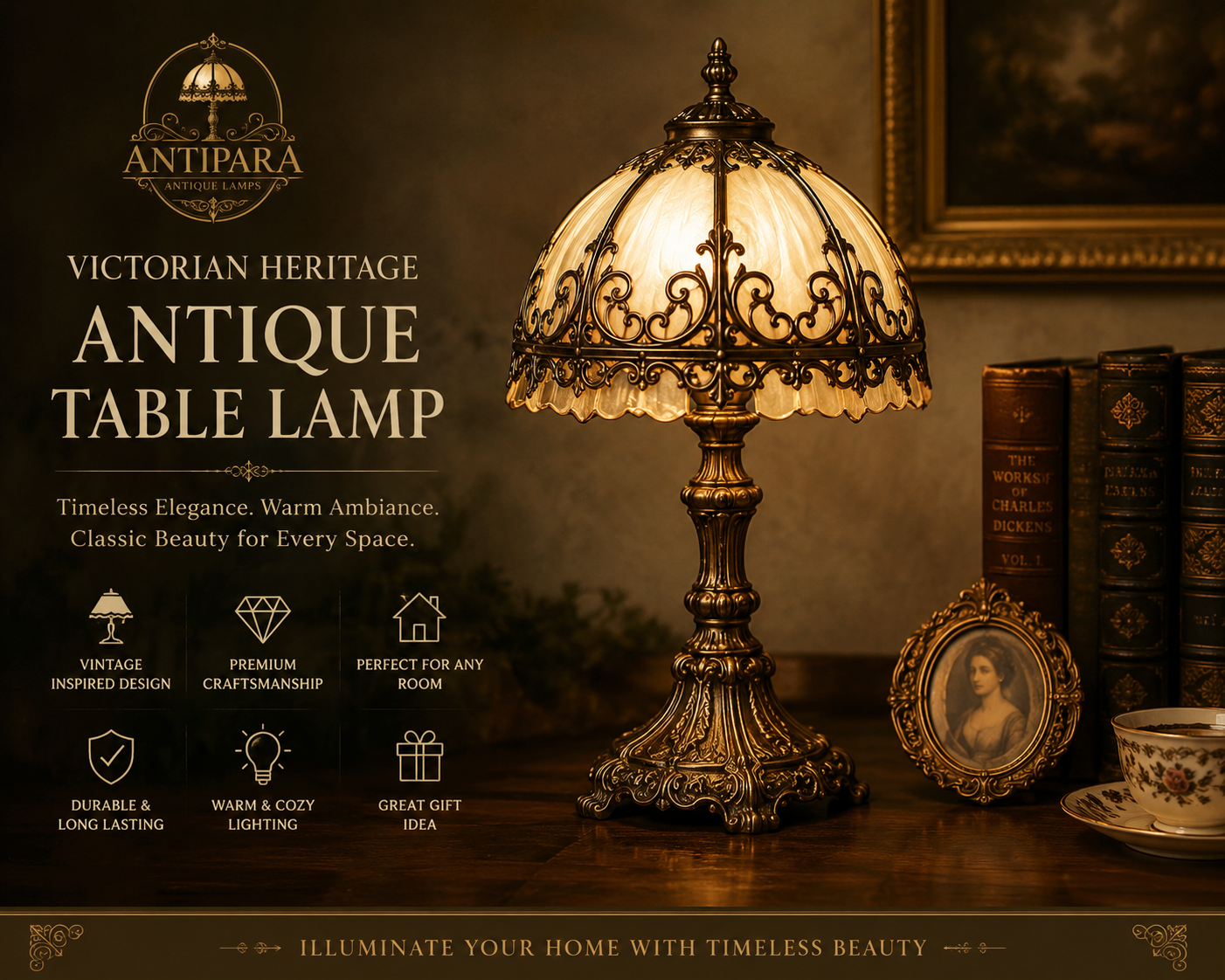 Victorian Heritage Antique Table Lamp